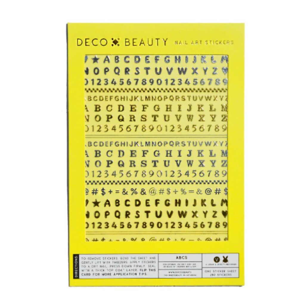 🔥3/$30 NIP Deco Miami Beauty ABCS Nail Art Stickers Full Size Sheet